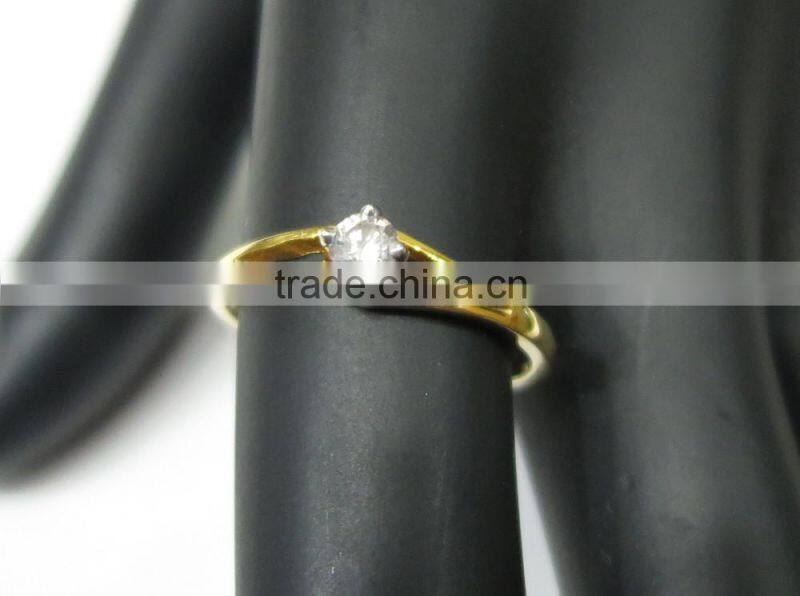 0.16cts Solitaire Diamond Ring 14K Yellow Gold SI Clarity H Color