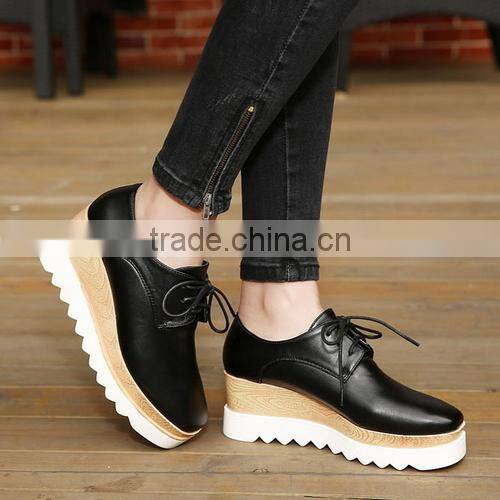 2015 Autumn new design women round toe low heel casual women shoes fashion British style lace-up ladies ankle boots PH3883