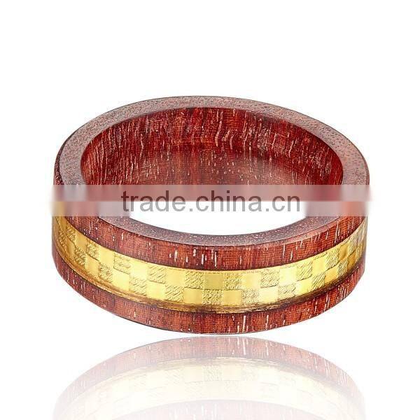 Factory Wholesale Natural Wood Rings Jewelry, Gold Foil Inlay Wood Rings Men
