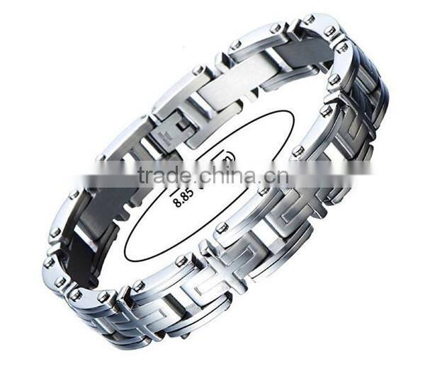 Fashion discount factory titanium silver gents bracelet