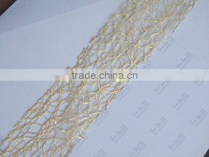 Gold Foil Print Mesh Ribbon for Christmas