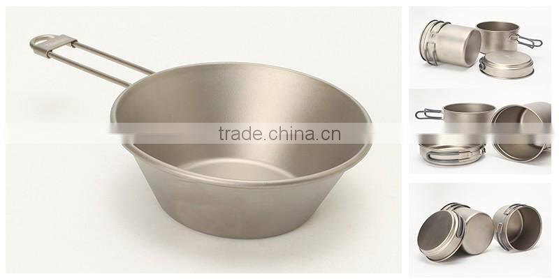 T Sharp Titanium Bowl 300ml and Titanium Pan for Outdoor Cooking Set