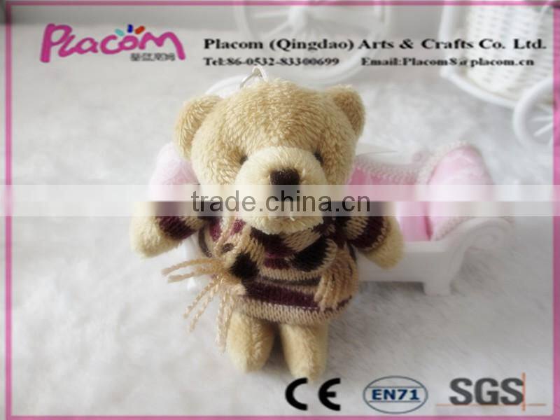 cheapest and hot selling plush keyring bear with sweater