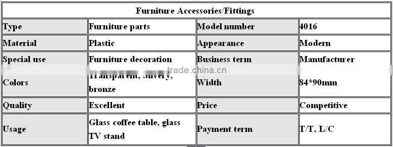 mdf glass table plastic fittings