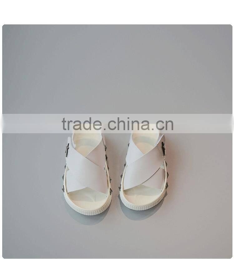 fashion child shoes silver and white leather baby shoes