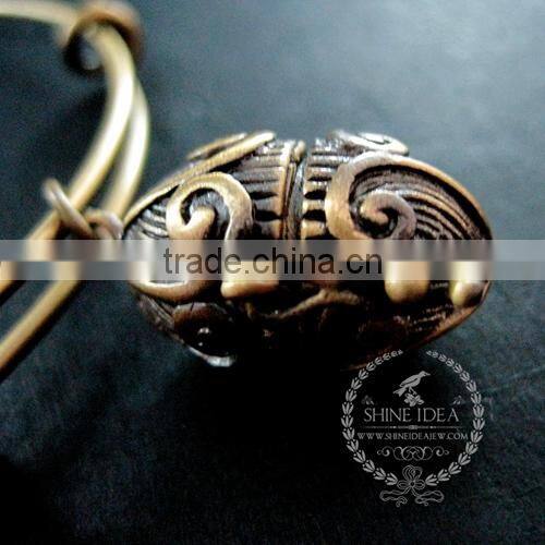 vintage bronze antiqued nut prayer box white rabbit leaf wish charms fashion women wiring bangle bracelet 6450036
