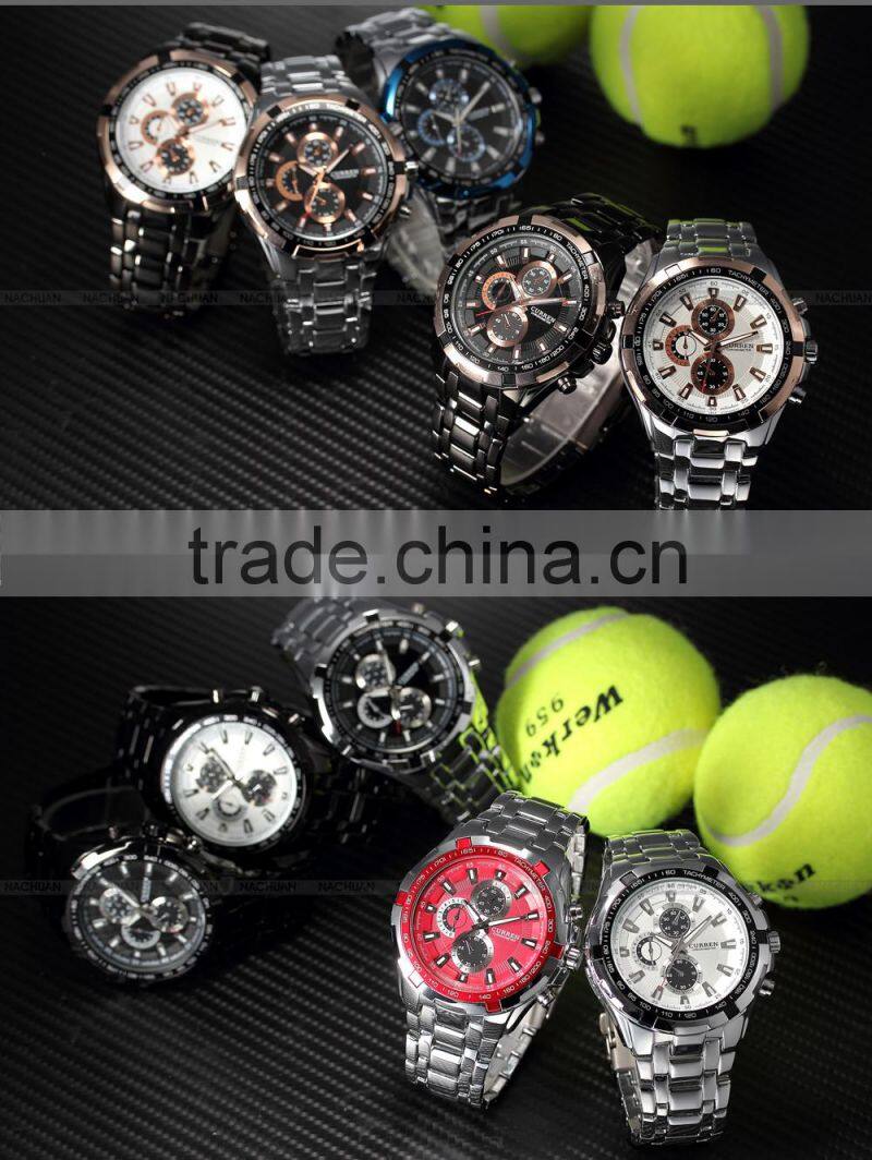 CURREN White Luxury Sport Analog Army Military Steel Band Men's Quartz Watch