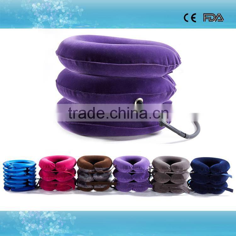 Comfortable full flannel travel neck pillow cervical collar portable inflatable cervical traction apparatus