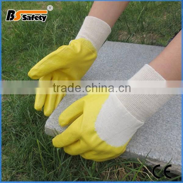 BSSAFETY 2016 factory price nitrile polyester knitted garden glove