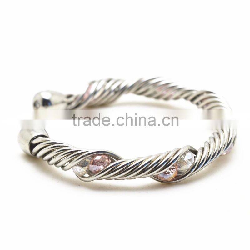 China factory wholesale simple design fashion stainless steel bangle with diamond