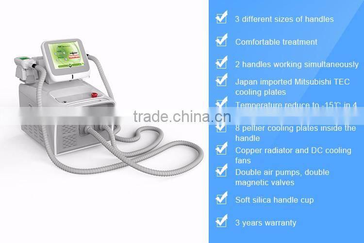 2 Handles work together!!!!! fat freezing slimming portable cryolipolysis machine