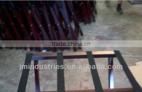 Antique Medium Size Foldable Wooden Luggage Rack for Hotel Room with Two Straps