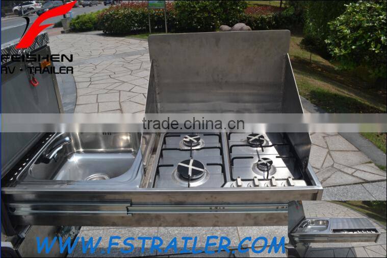 Off-road style foward folding hard floor travel camper trailer with independent suspension and kitchen system