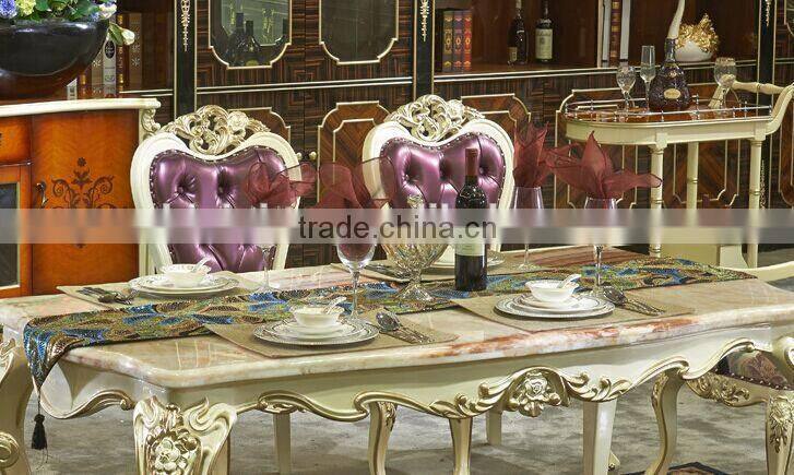 European Style Rectangle Dining Table and Chairs Set, Villa Fashionable Wooden Dining Room Furniture Set (BF01-ML023)