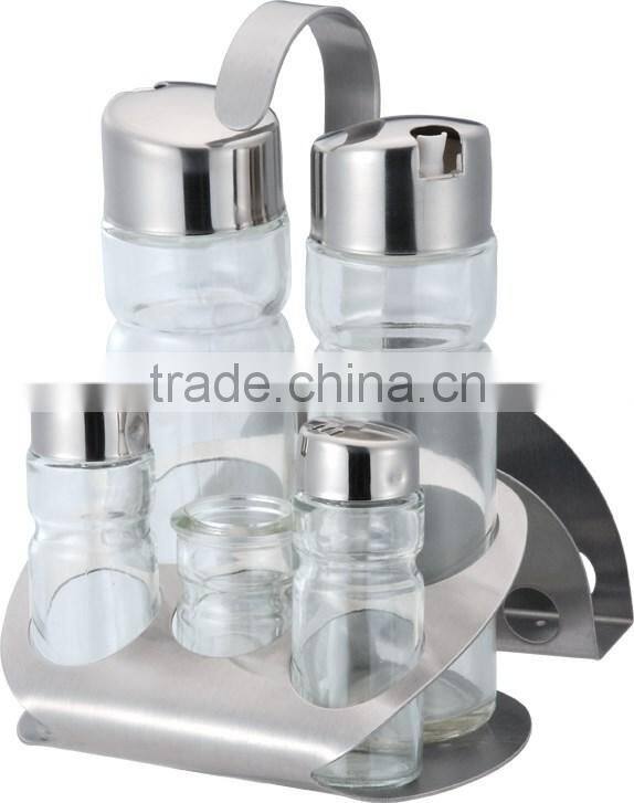 5 PCS Salt and Pepper Shaker Set Stainless Steel Kitchen Codiment Set