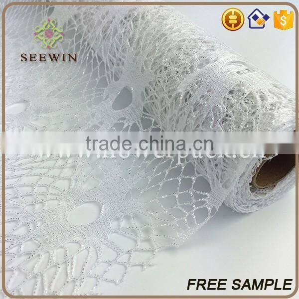 Hot Poly Flower Packing Deco Poly Mesh Roll For Christmas Gift Wrap Sun Flower Gilt Net
