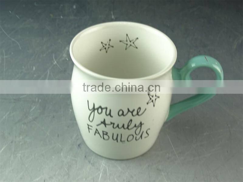 Ceramic enamel mug /coffee mug shapes 350 ml / 12 Oz stoneware print mugs with glazed handle