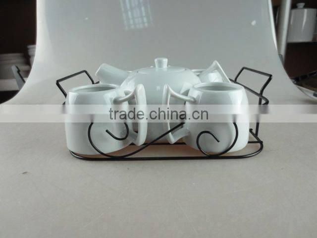 porcelain coffee set with iron basket