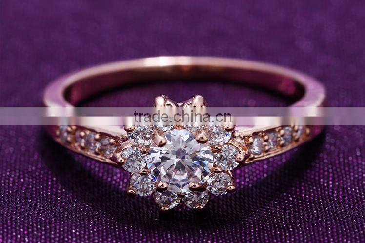 Wholesale Stock Small Order Fashion women Flower Zircon Rings