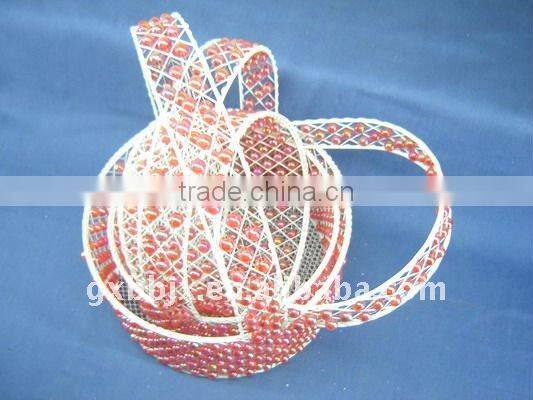 Round white wire decorative with red bead natural baskets
