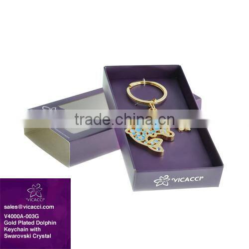Promotional Item Gold Plated Butterfly Keychain with Swarovski Crystal