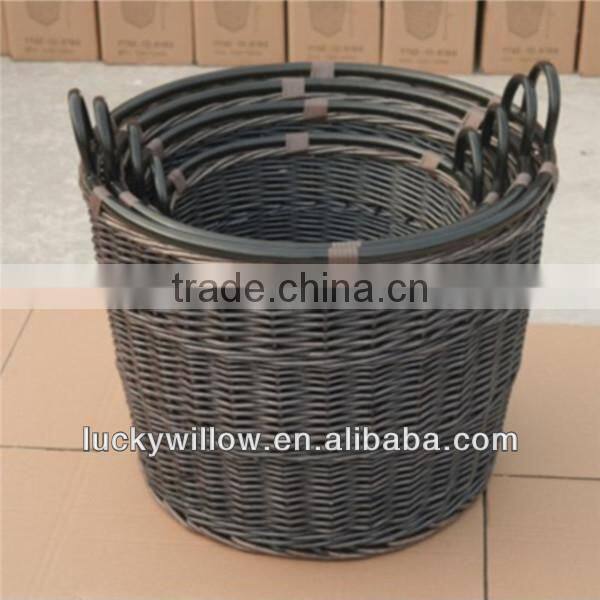 Exported unpeeled wicker basket with plastic liner