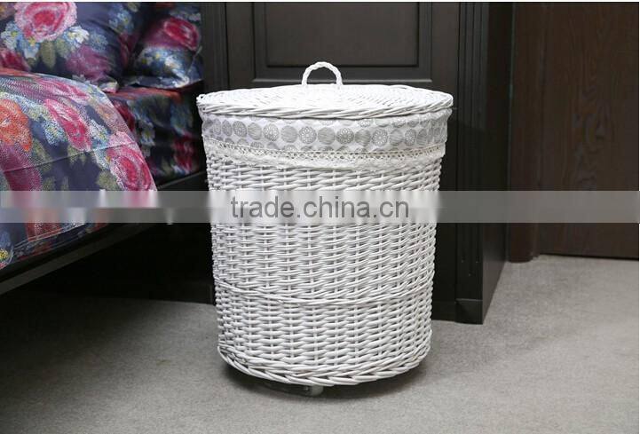 cheap round willow woven laundry hamper