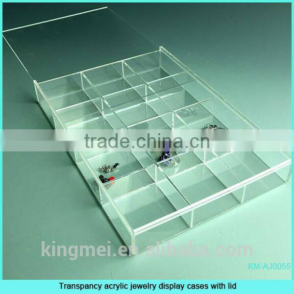 Transparency acrylic jewelry display cases with lid