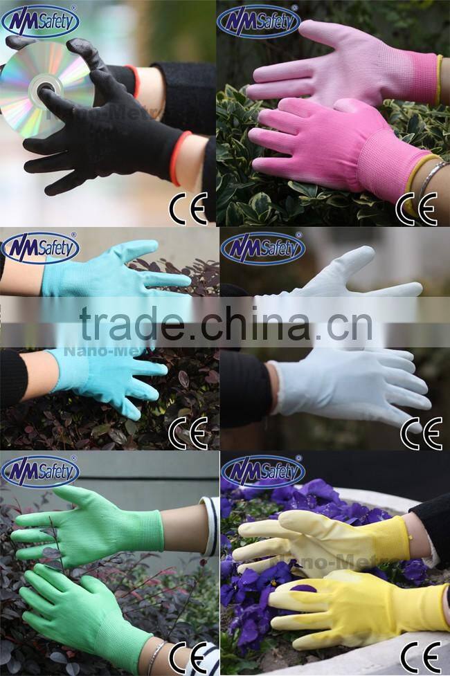 NMSAFETY 13 gauge knitted black nylon pu dipped dmf free working gloves for construction