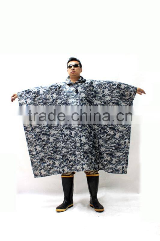 190T 210T 145x110cm military green rain coat poncho with Logo