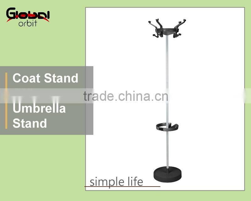Unique coat stand with umbrella display holder, colourful metal coat rack