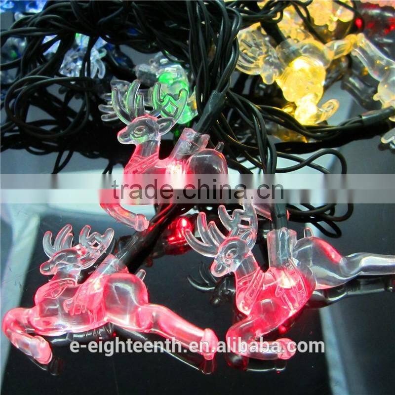 2016 new Solar Lamp Led Lights outdoor Waterproof 20 LED elks shaped Christmas string Lights For Garden Decoration