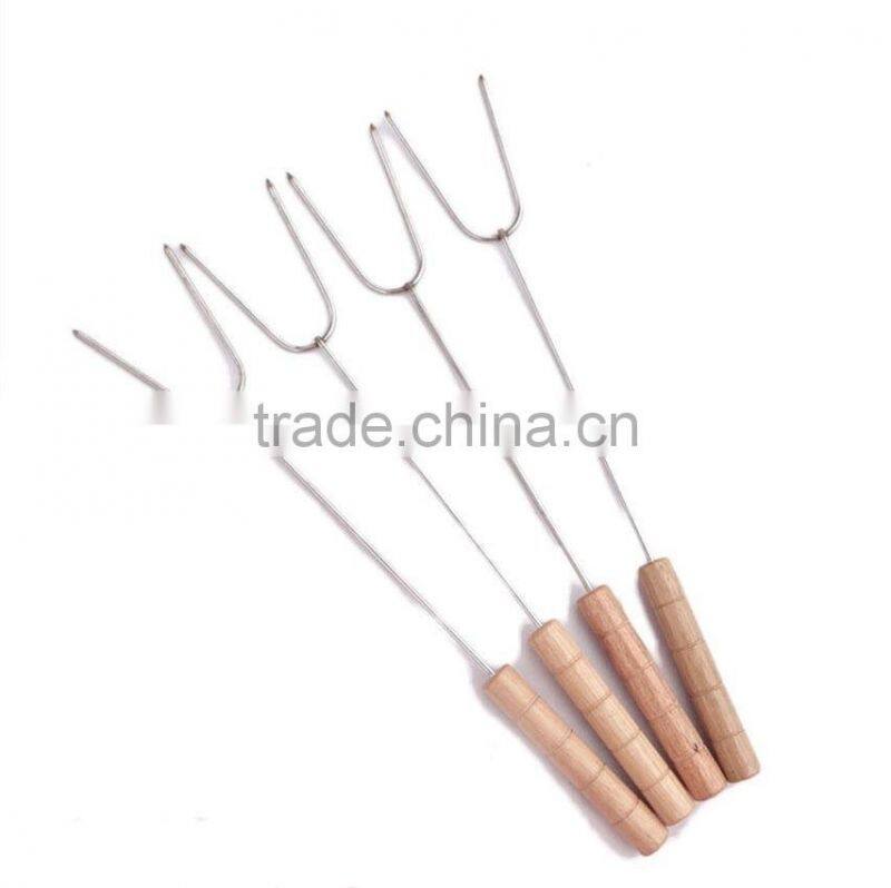 Outdoor Barbeque BBQ Forks Skewers Camping Grill Fire Sticks Eating Tools