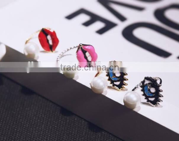 wholesale fashion jewelry Lips shape finger ring set midi ring set