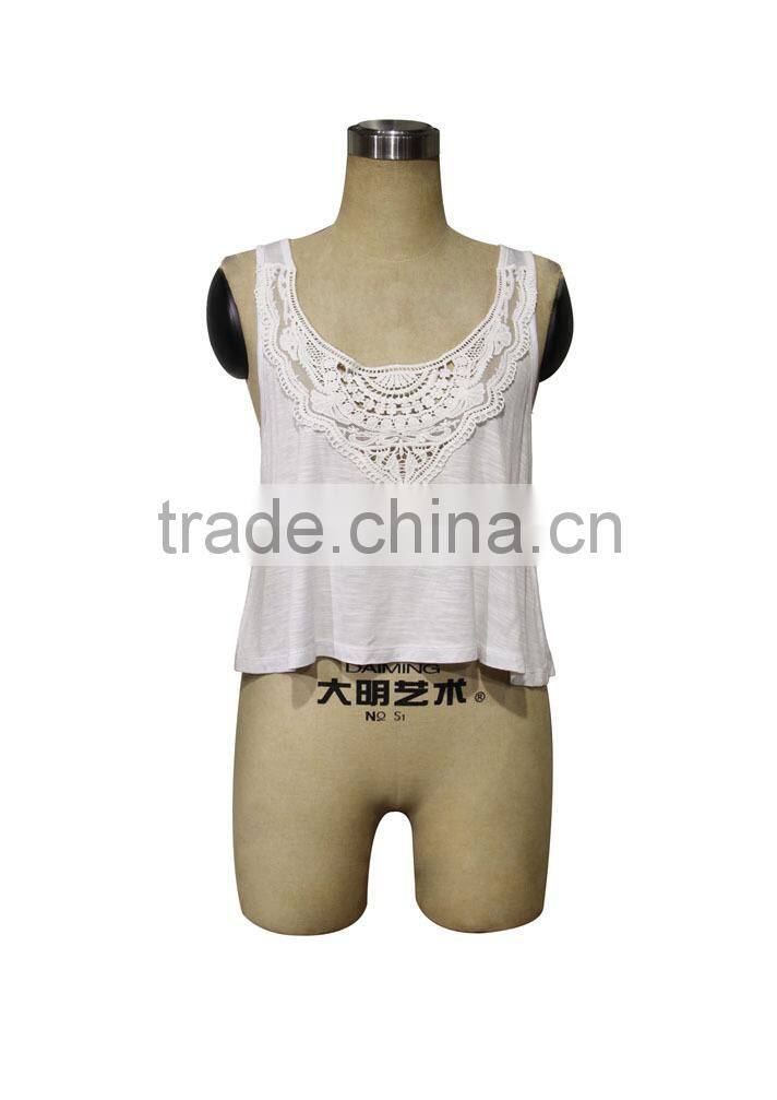 Lace pattern collar plain fashion women tops