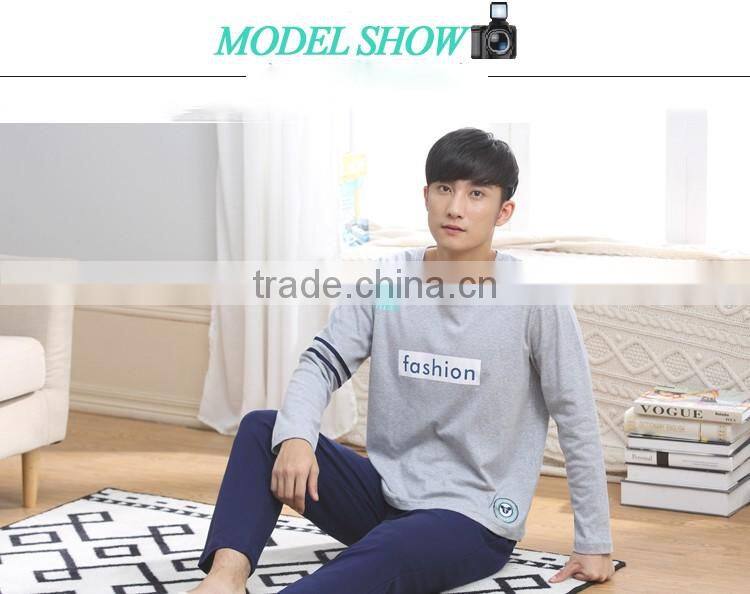 man pajamas cotton long sleeve / cotton youth men's leisure wear suits
