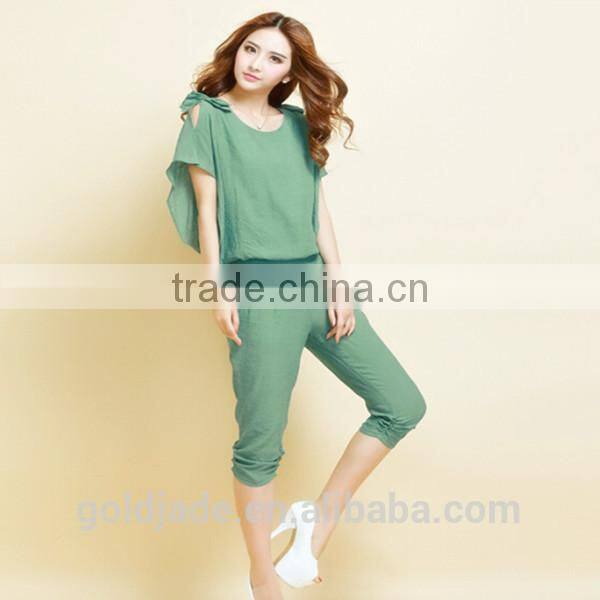 OEM polyester cotton spandex lady sexy casual shorts and harem pants set
