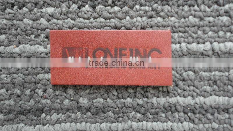 High quality customized debossed real brown leather label for jeans