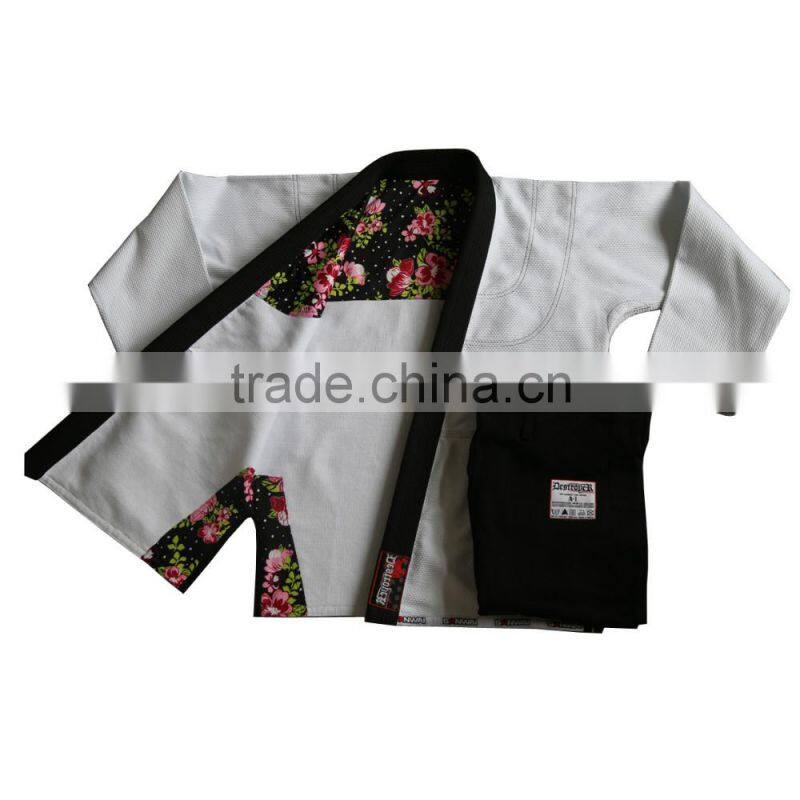 Custom embroidery patches bjj gi 100% cotton pearl weave fabric with embroidery and woven patches jiu jitsu kimono custom gi's