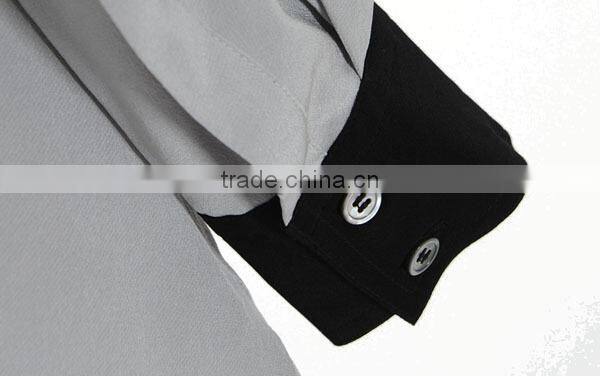 Factory latest designs long sleeves round collar ladies silk blouses chiffon blouse 2015