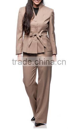 3-botton Belted Twill Pant Suit