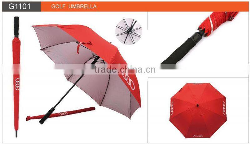 Red Auto Open Close Waterproof Windproof Golf Umbrella Promotional