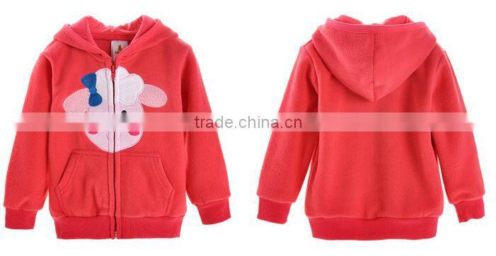 2016 cute animals pattern 100% polyester 360g polar fleece kids coat for girls