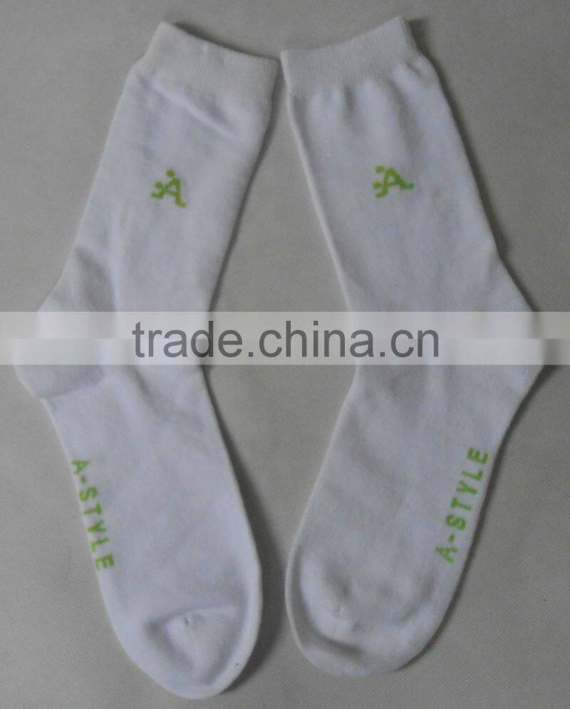 high quality 100% cotton white socks with logo