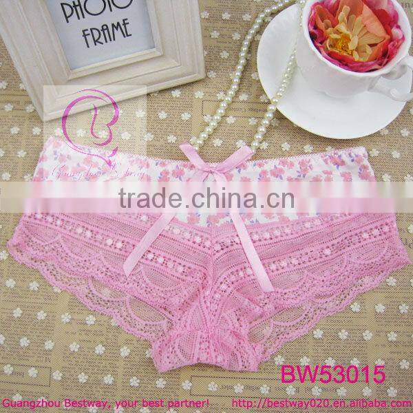 Sexy women pink lace underwear model
