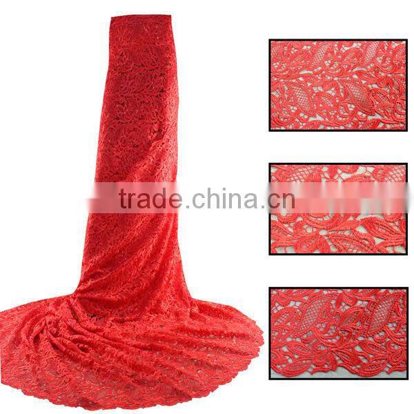 Royal Blue Chemical China Embroidery Lace Fabric Beaded Guipure Lace Cupion Lace CP0011