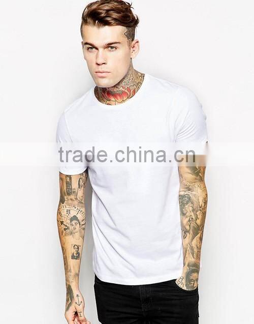 Men white / black plain crewneck short sleeves t shirt custom