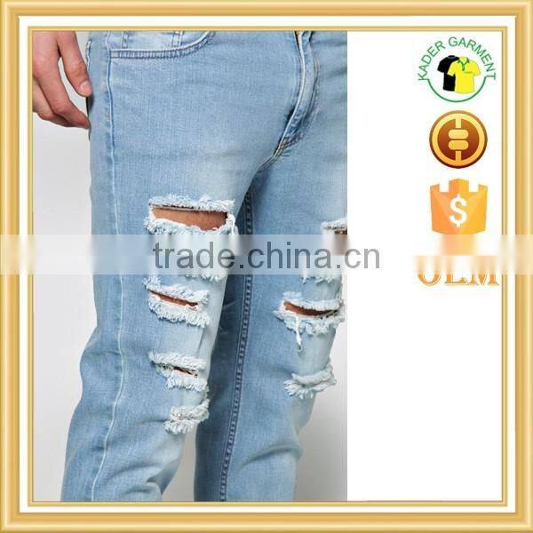 2016 mens slim wash jeans good quality typical skinny distressed jeans
