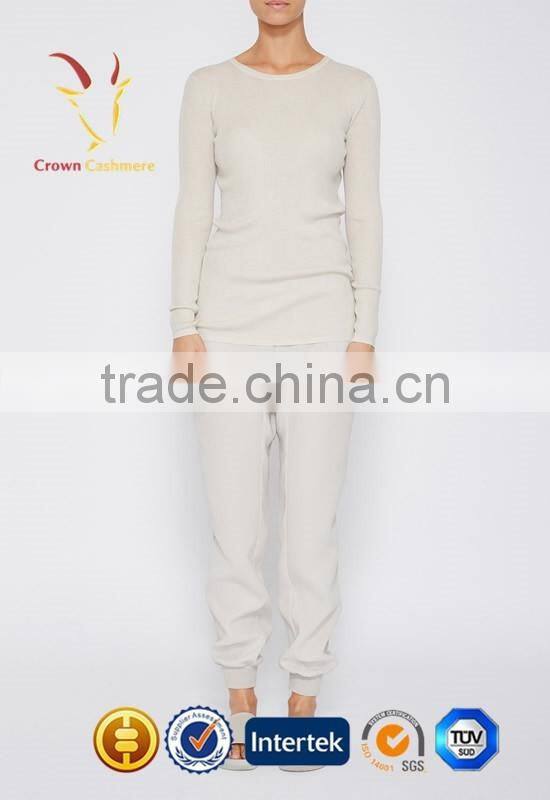 White Women Round Neck Cashmere Pullover Sweater