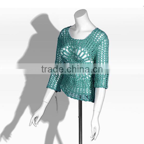 latest ladies green print sleeveless knitwear